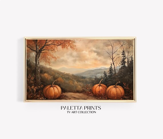 Pumpkins On Mountain Ridge Golden Hour Autumn Harvest Still Life Wall Art