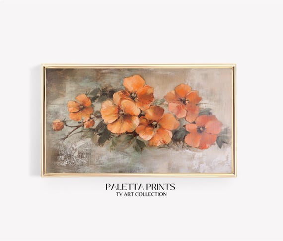 Frame Tv Rustic Floral Art Art For Frame Tvs Textured Flower Bloom Tv Art Moody Flowers Tv Art Paletta Prints