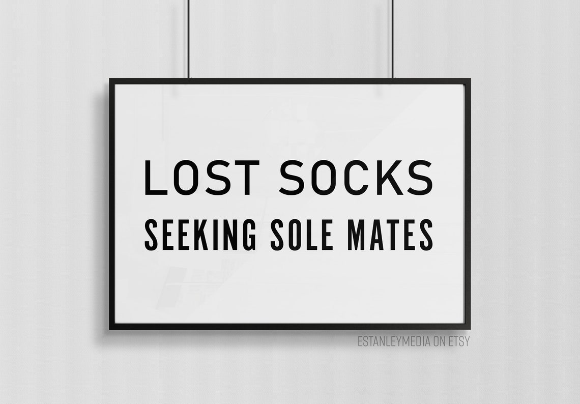 Lost Socks Seeking Sole Mates Funny Laundry Room Sign Poster Humor - Image 3