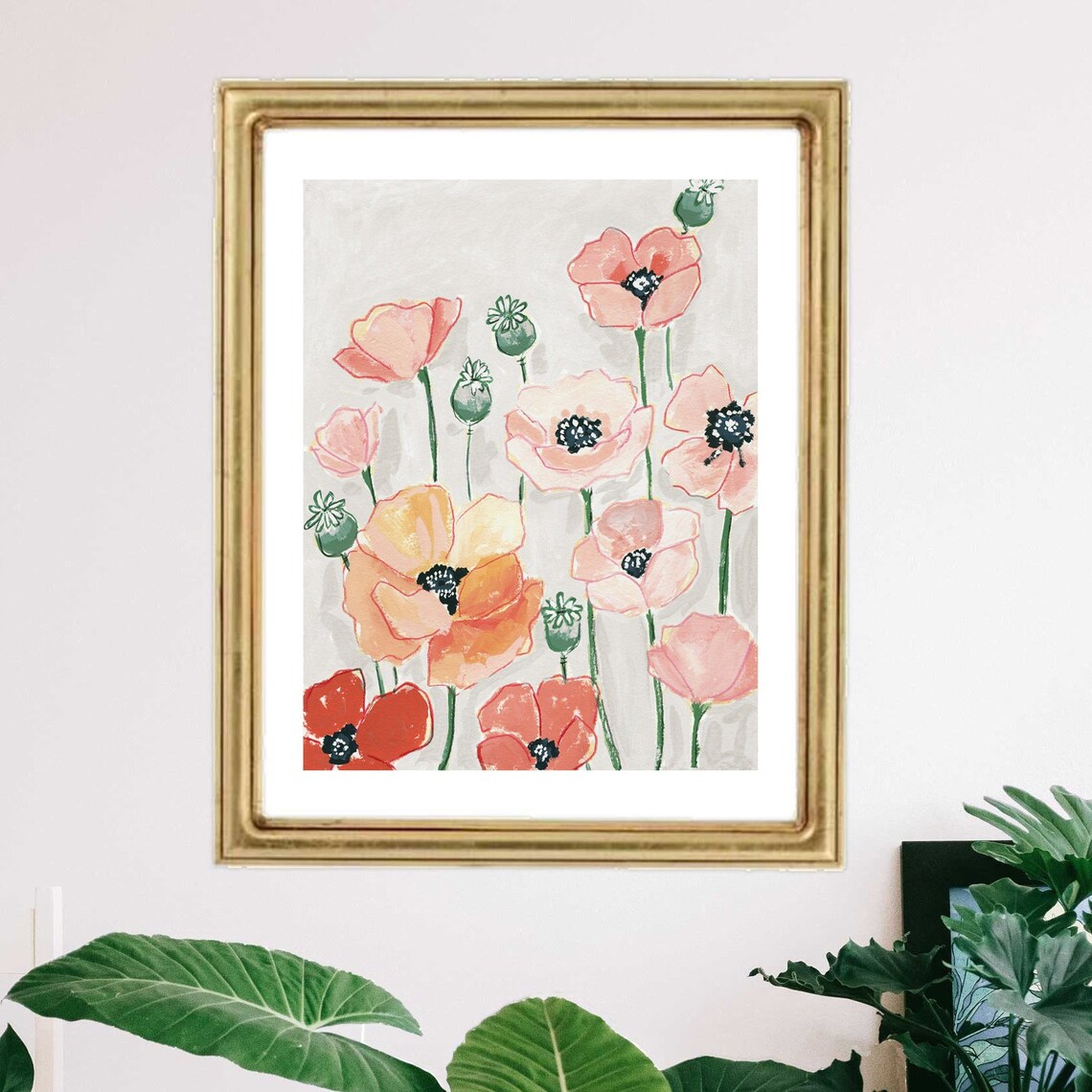 Poppy Poppies Farmhouse Art Print, Wildflowers - Image 2