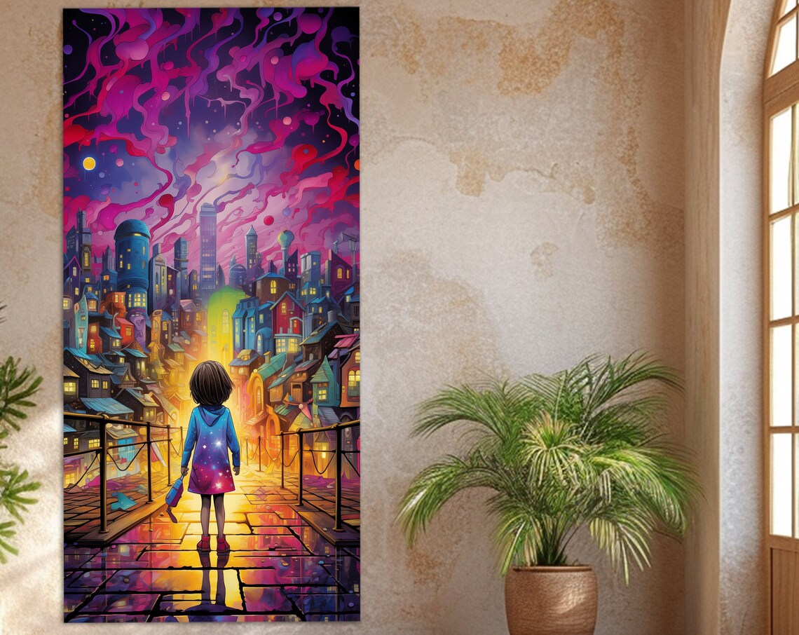 Abstract Fantasy Wall Art Little Girl With A Doll Print Fantasy Art Kids Room Decor Fantasy Painting