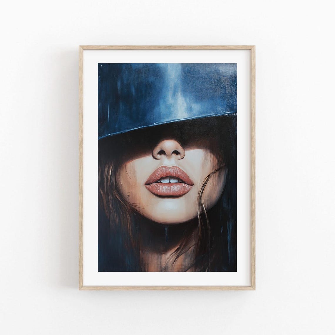 Bold Lips Portrait Print Moody Glam Female Art