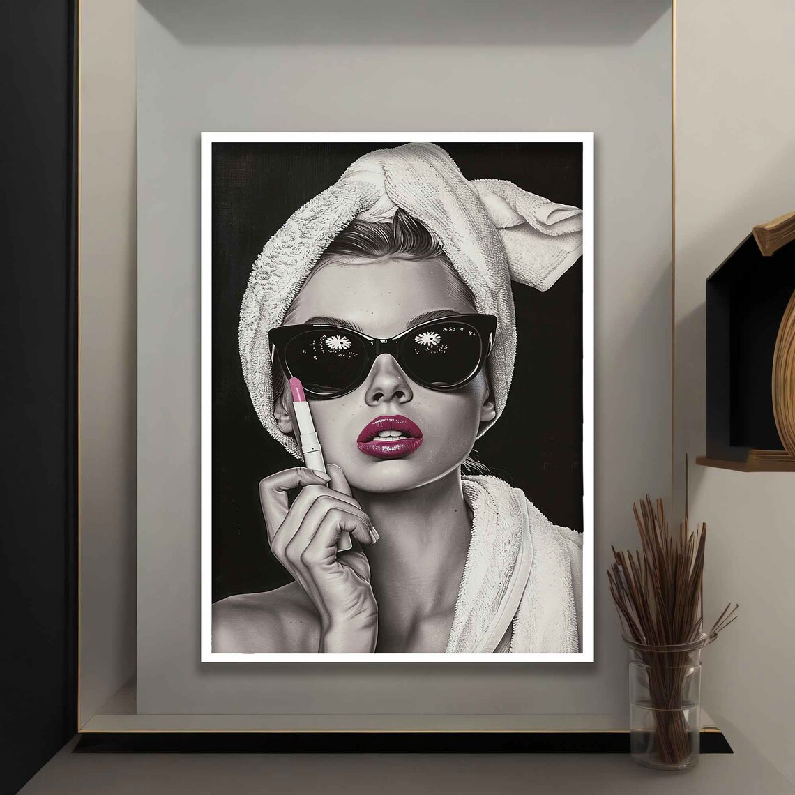 Woman Applying Lipstick Poster, Fashion Portrait - Image 4