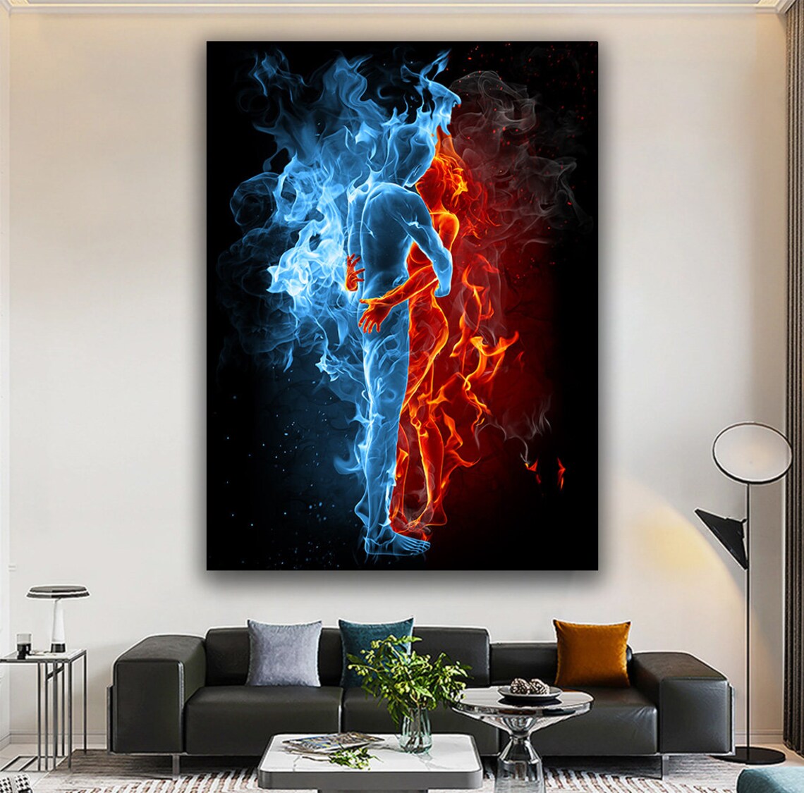 Fire And Water Couple Hugging Love Wall Art Print - Image 5