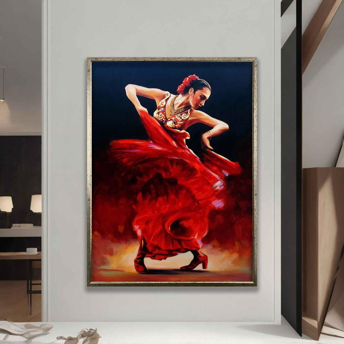 Passionate Flamenco Dancer in Red Dress Spanish Dance Art Poster - Image 5