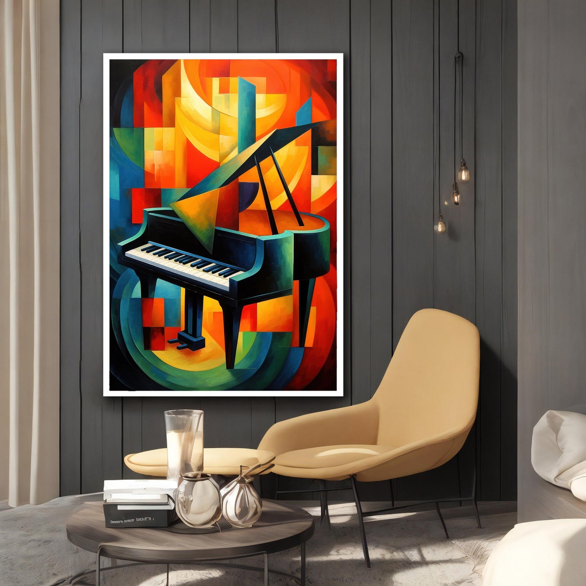 Cubist Grand Piano Colorful Geometric Abstract Music Art Piano Poster - Image 2