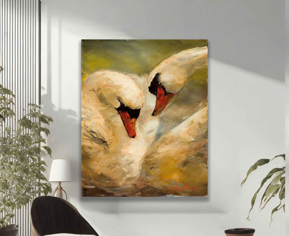 White Swans Swan Poster, Double Bird Wall Art Print - Image 2