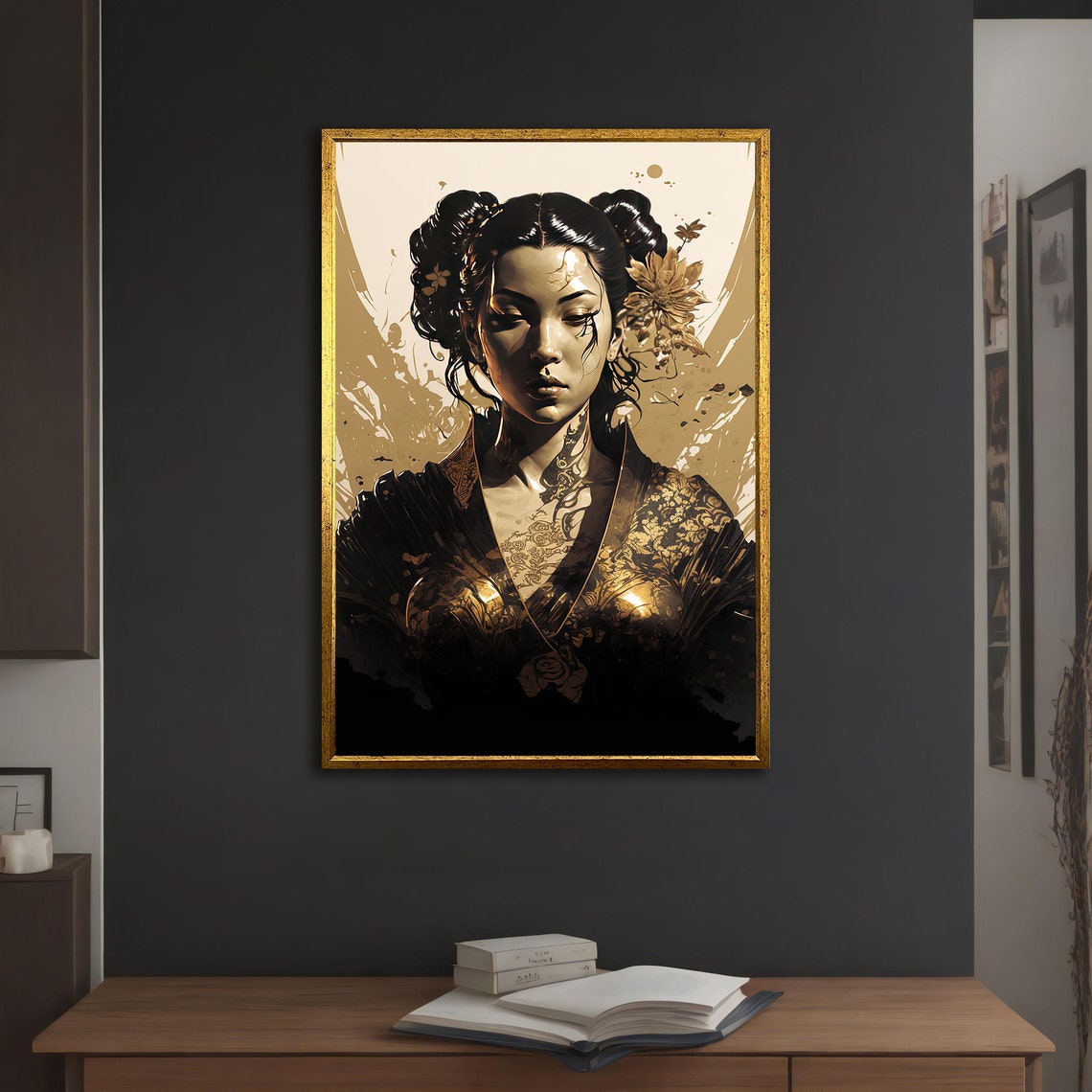 Geisha Painting Japanese Print Japanese Woman Poster Feng Shui Print Yin Yang Wall Art Manga Poster Samurai Poster Geisha Print - Image 5