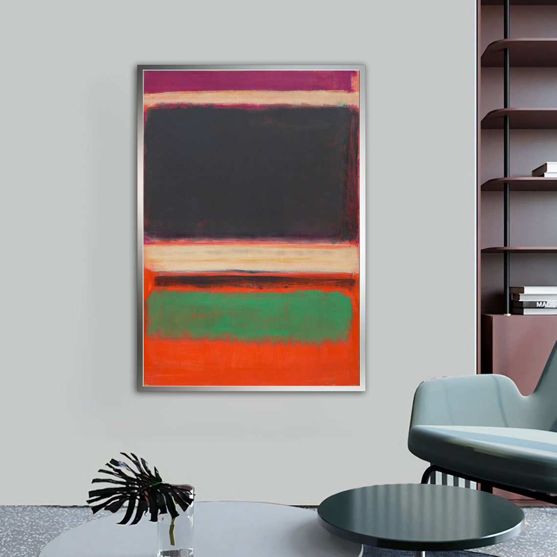 Magenta Black Cream Green Color Field Abstract Rothko Style Art Poster - Image 4