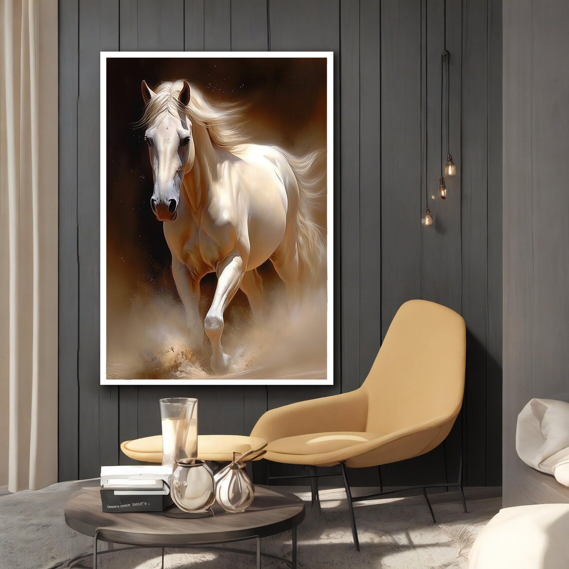 White Horse Modern Art Print for Home and Office - Image 2