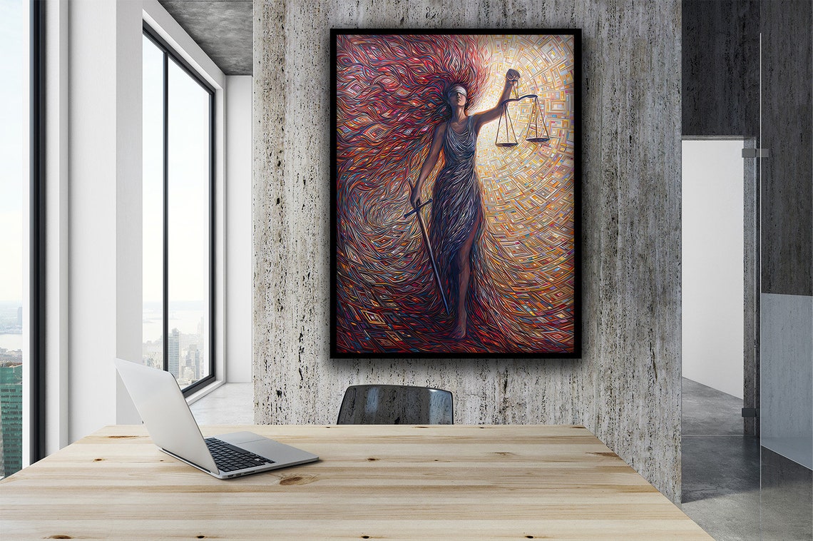 Goddess Of Justice Art Print Goddess Art Print Scales Of Justice Art Scales Of Justice Wall Art Women Wall Decor - Image 2