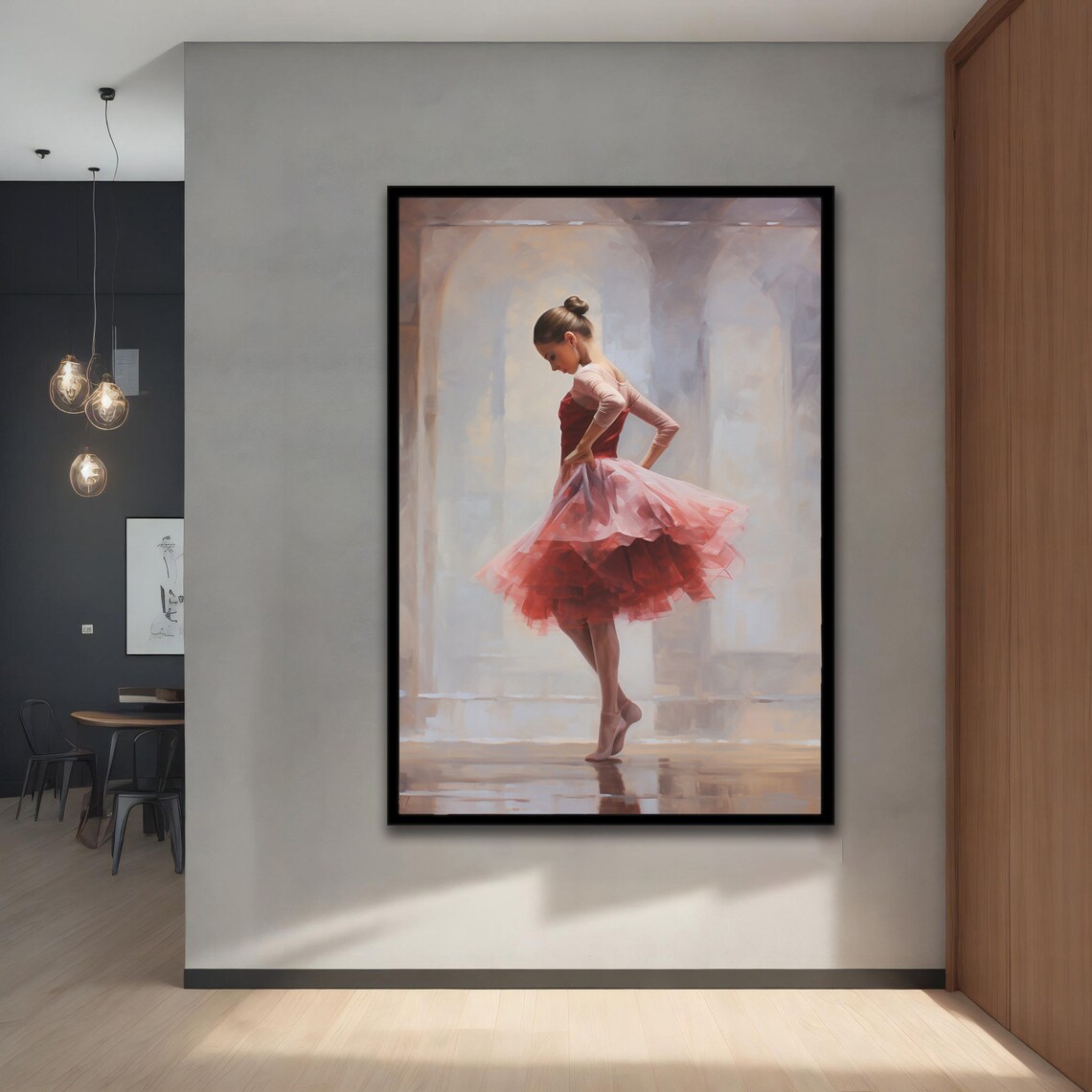 Ballerina Red Tutu Classical Pose Soft Impressionist Dance Painting Poster - Image 5