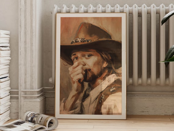 Cowboy Painting Bathroom Print, Vintage Western Humor