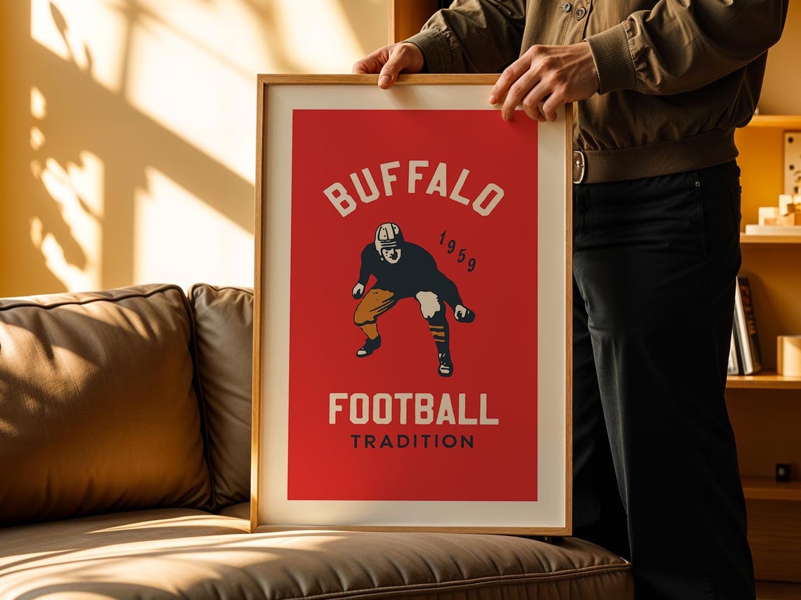 Buffalo Sports Print Retro Football Art Poster Sports Team Wall Decor Buffalo Football Gift For Sports Lover Wall Art Sports Dad Gift - Image 3