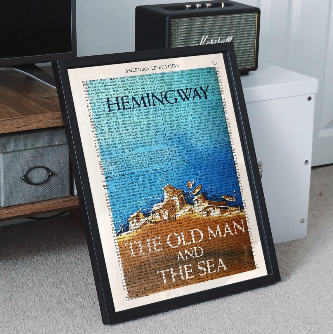 Hemingway The Old Man And The Sea Vintage Book Page Literary Art Print - Image 2