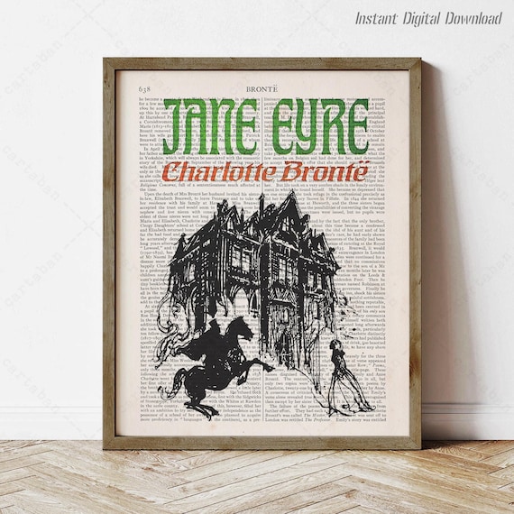 Jane Eyre Charlotte Bronte Vintage Dictionary Page Literary Art Poster