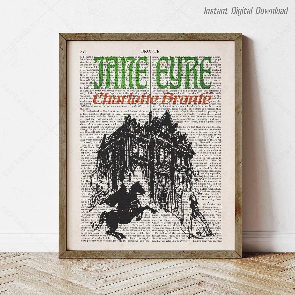 Jane Eyre Charlotte Bronte Vintage Dictionary Page Literary Art Poster