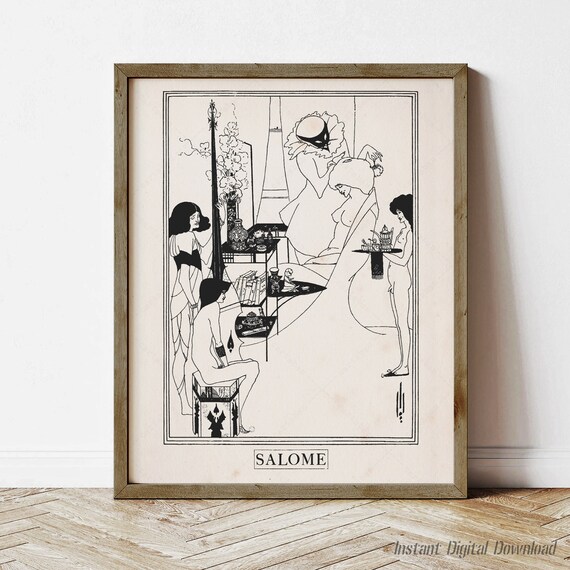 Aubrey Beardsley Salome Art Nouveau Black and White Illustration Art Print