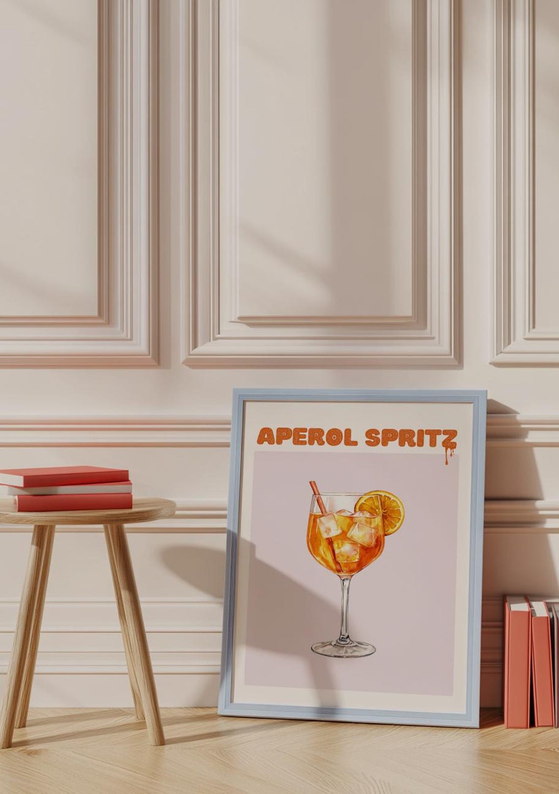 Aperol Spritz Retro Watercolor Cocktail Orange Slice Bar Poster - Image 2