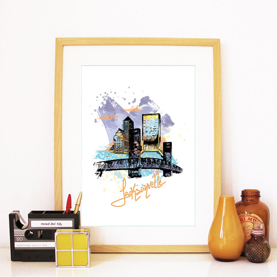 Jacksonville Print Jacksonville Skyline Jacksonville Art Jacksonville Poster Jacksonville Watercolor Jacksonville Art Jacksonville - Image 2