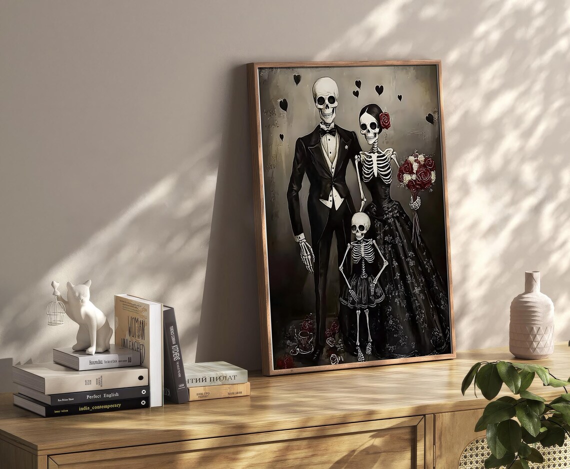 Skeleton Family Gothic Wedding Portrait Day of the Dead Poster - Image 4