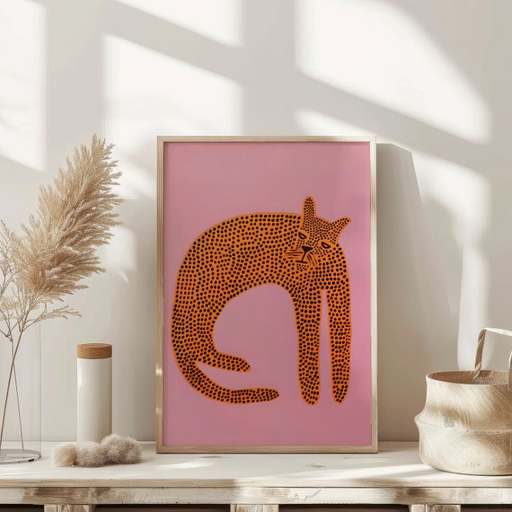 Vintage Leopard Wall Art Therapy Print Vintage Bar Cart Retro Wall Art Aesthetic Kitchen Decor Poster College Apartment Decor Funky