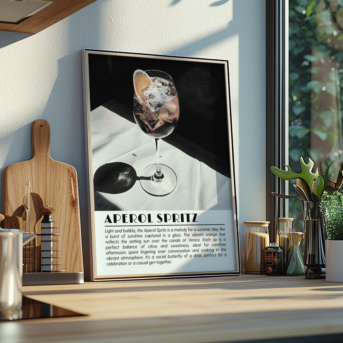 Aperol Spritz Minimal Cocktail Poster Black White Chic Drink Photo Artwork - Image 3