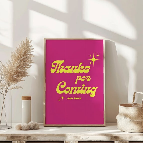 Thanks For Coming Leave Wall Art Therapy Print Vintage Bar Cart Retro Wall Art Aesthetic Kitchen Decor Poster College Apartment Decor Funky
