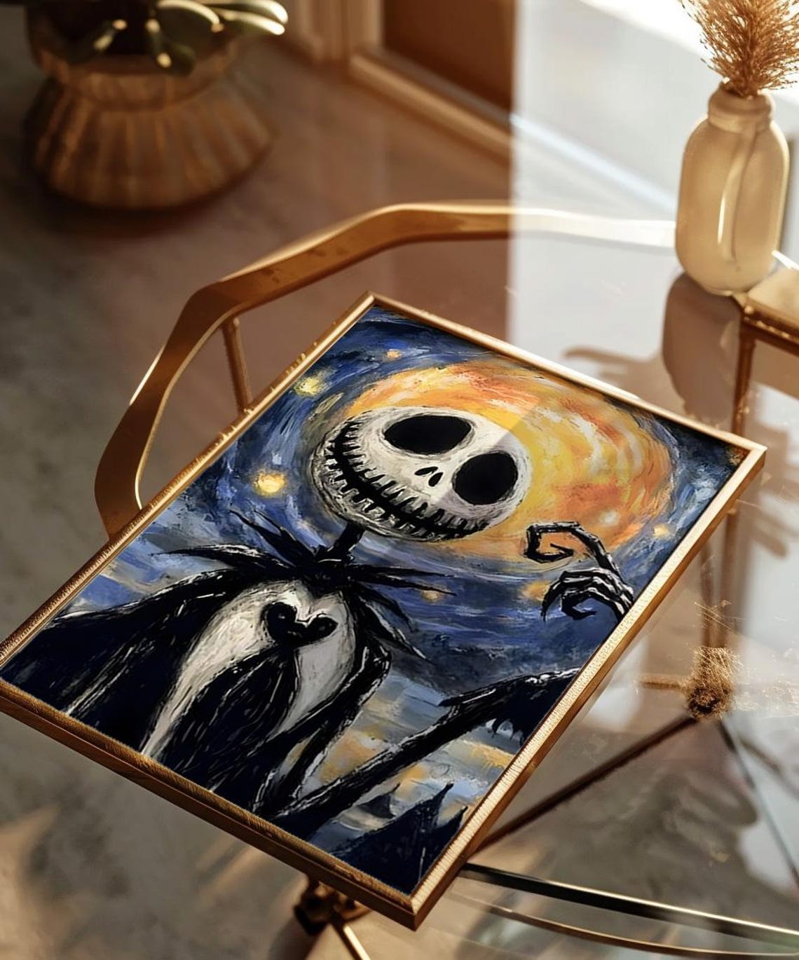 Jack Skellington Starry Night Sky Moon Spooky Halloween Poster - Image 3