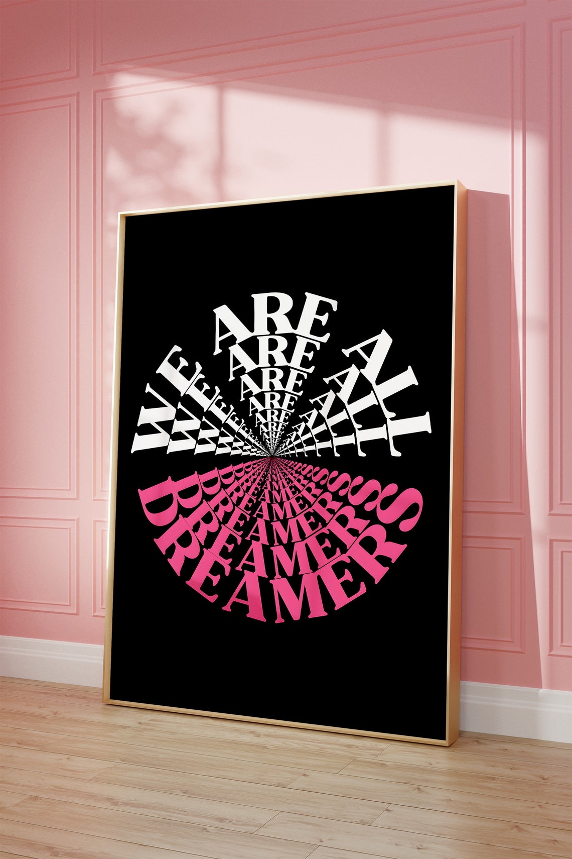 We Are All Dreamers Retro Typography Quote Black Decor Poster - Image 2
