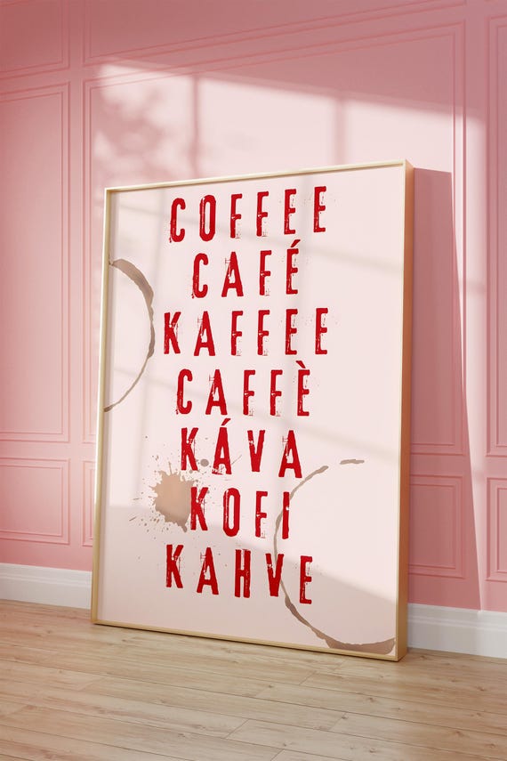Coffee Wall Art Print Vintage Bar Cart Retro Aesthetic Kitchen Decor Poster Apartment Funky Decor Instant