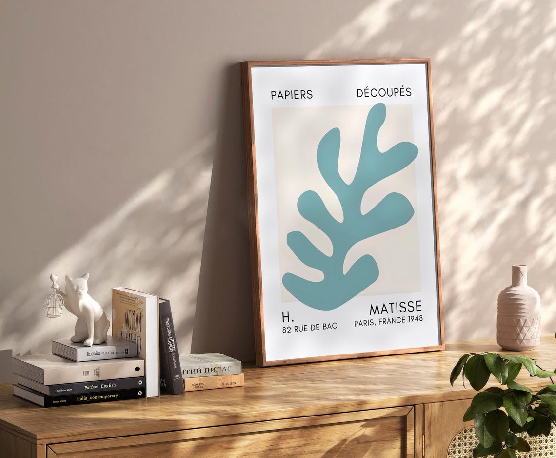 Henri Matisse Papiers Decoupes Teal Leaf Cutout Paris Wall Art - Image 2