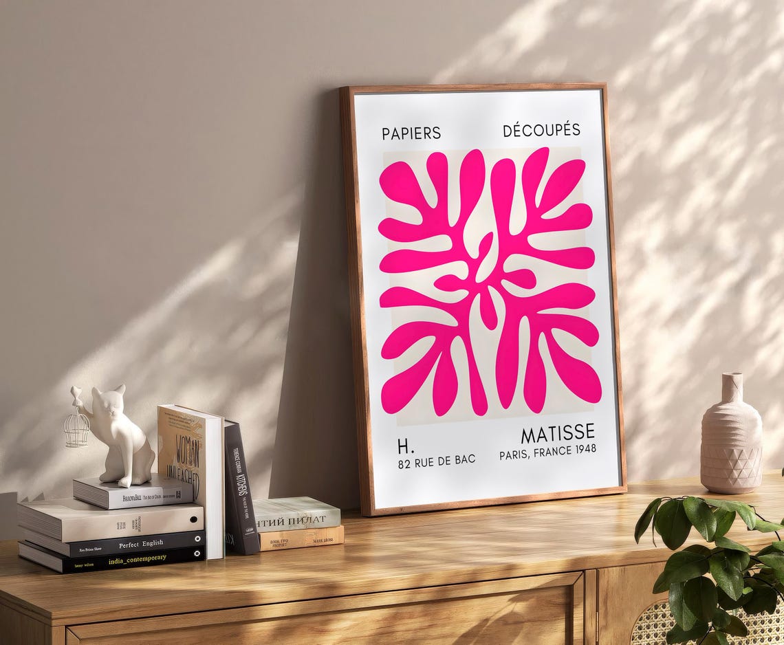 Henri Matisse Papiers Decoupes Pink Leaf Cutout Paris Wall Art - Image 2