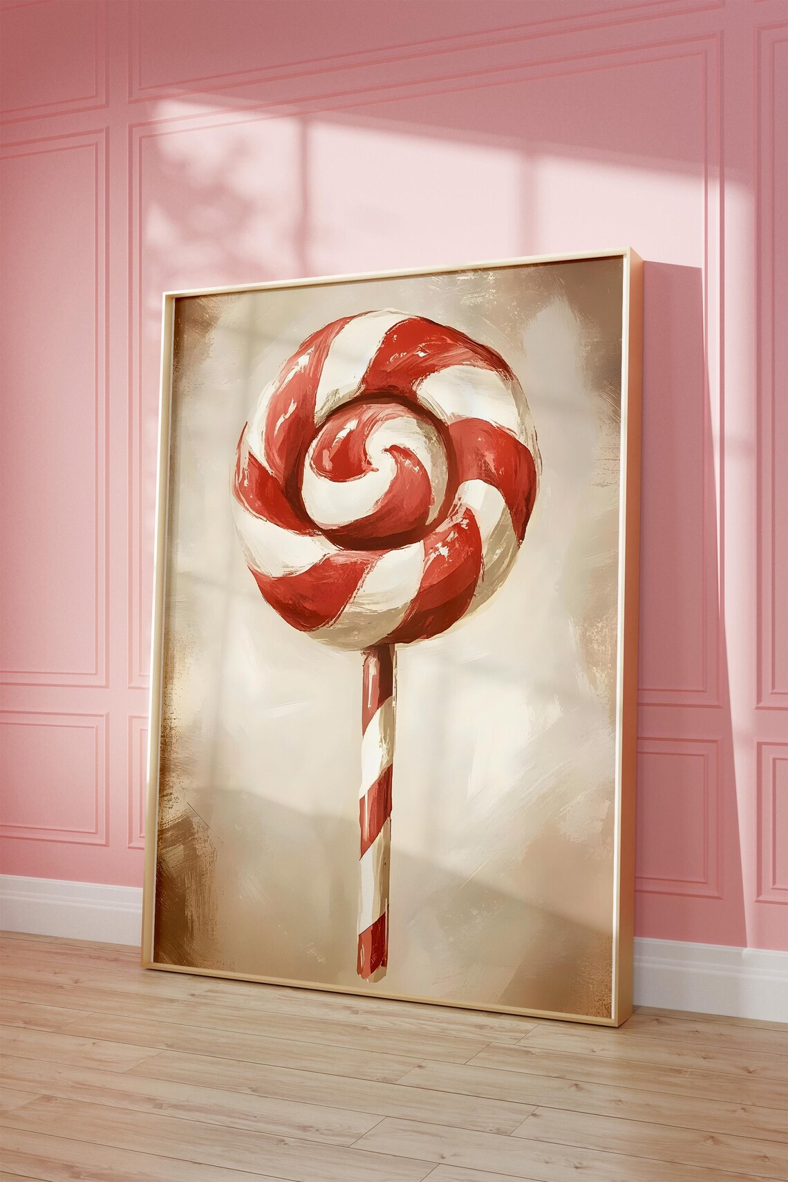 Vintage Peppermint Candy Lollipop Swirl Christmas Art Poster - Image 3