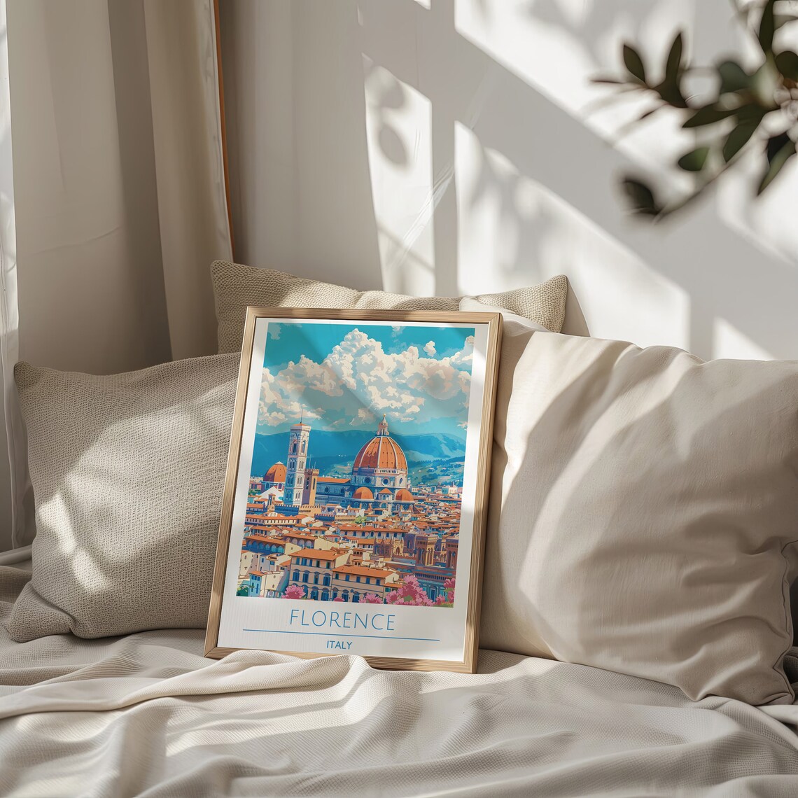 Florence Italy Duomo Cathedral Retro Travel Sunny Tuscany Poster - Image 2