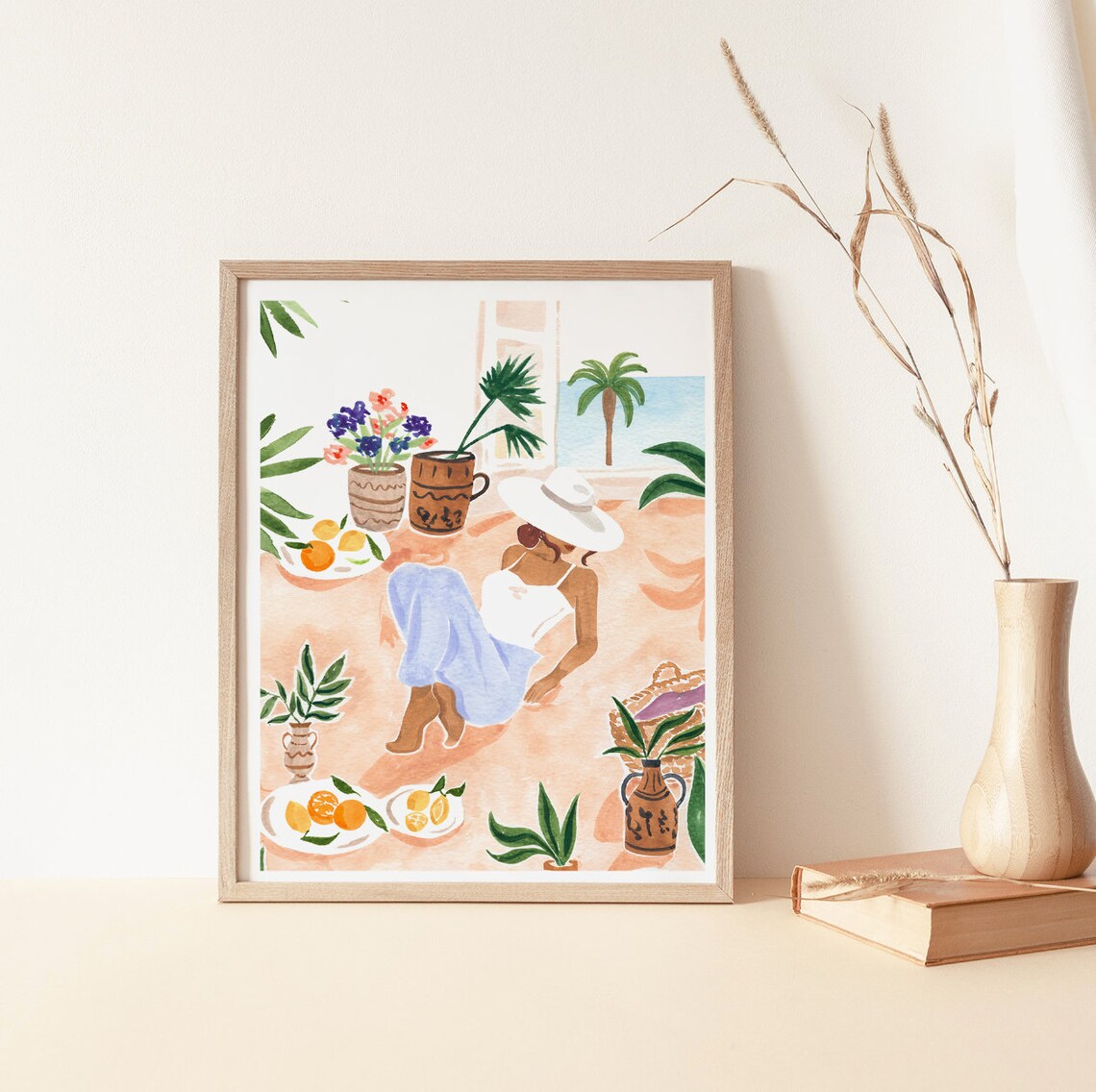 Woman Sitting By The Window Art Print, Tropical Portrait - Image 2