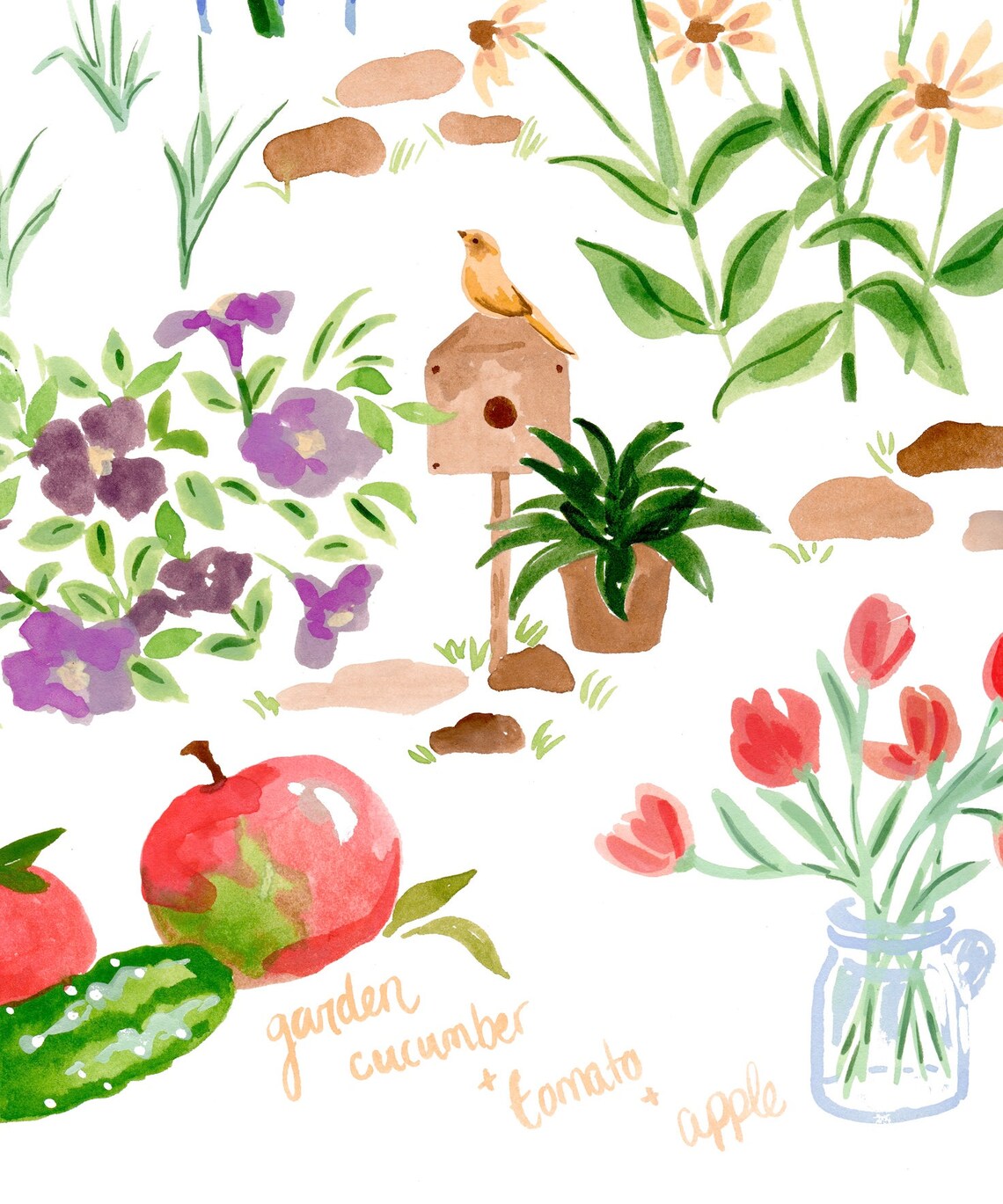 Botanical Garden Veggies Watercolor Art Print - Image 3