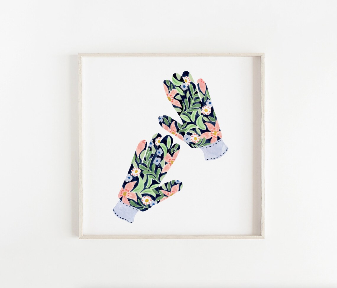 Gardening Gloves Art Print, Spring Botanical Decor - Image 4