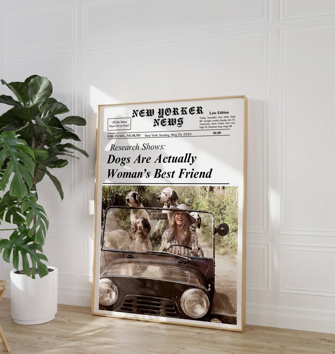 Dogs Are Woman's Best Friend Vintage Jeep Dog Mom Wall Poster - Image 2