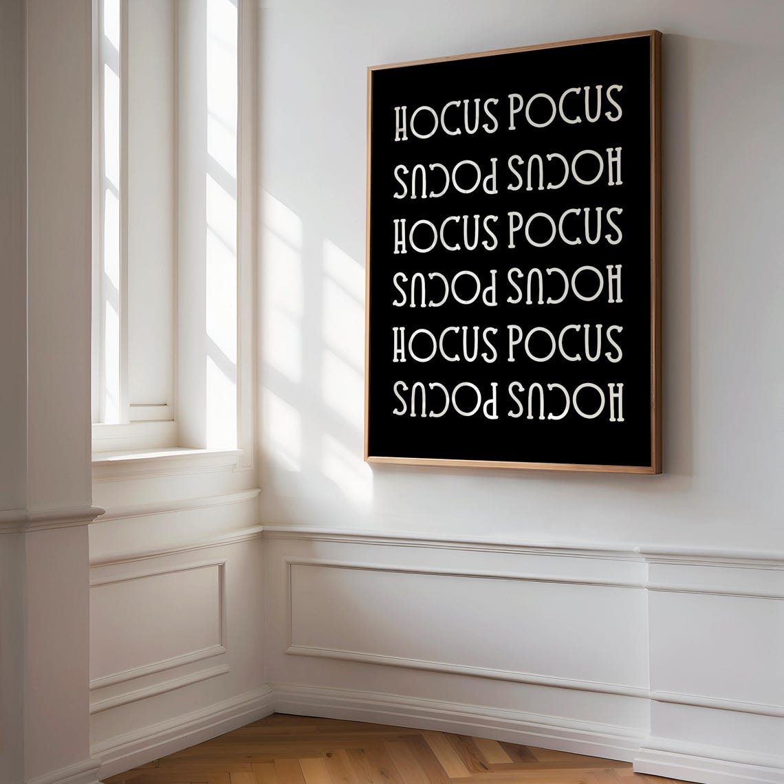 Hocus Pocus Black White Witchy Halloween Typography Wall Poster - Image 3