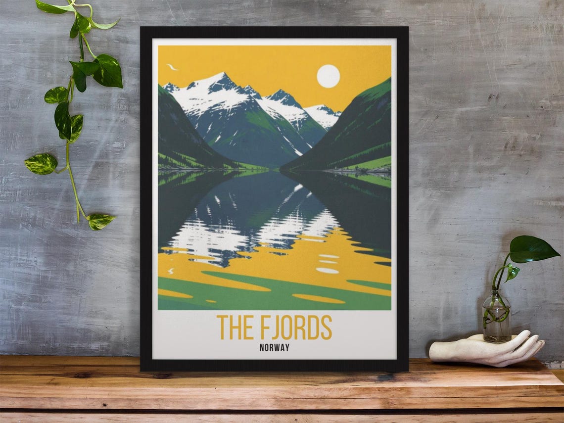 The Fjords Norway Travel Print Scandinavian Nature Poster Fjords Wall Art The Fjords Poster The Fjords Decor Norway Fjords Travel Poster