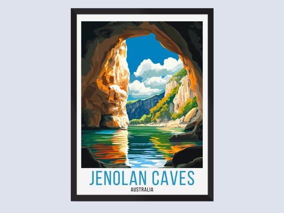 Jenolan Caves Travel Poster Australia Print Wall Art Home Decor