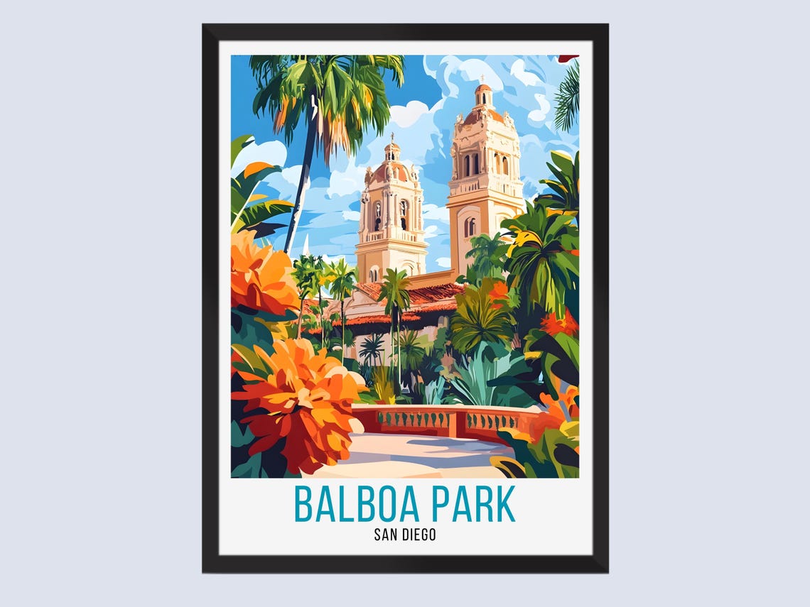 Balboa Park San Diego Spanish Colonial Vintage Travel Poster