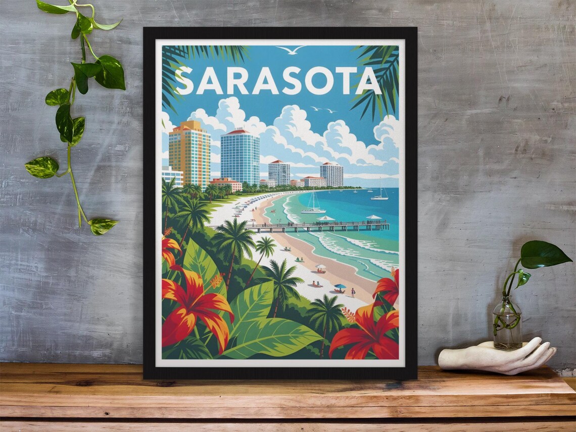 Sarasota Florida Travel Poster, Sarasota Decor