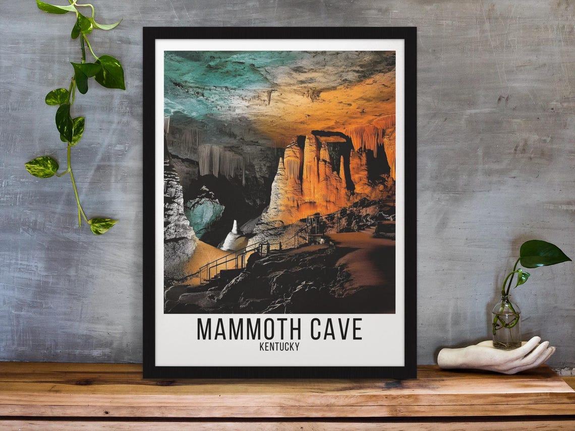 Mammoth Cave Kentucky Underground Caverns Scene Vintage Poster