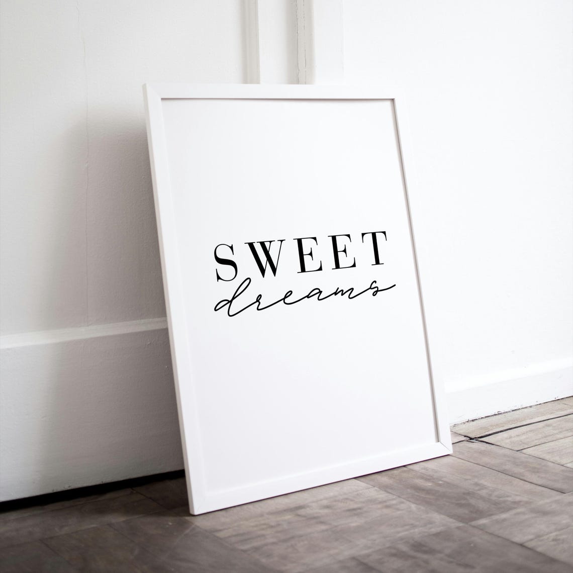 Sweet Dreams Serif Script Minimalist Nursery Bedroom Wall Art - Image 2