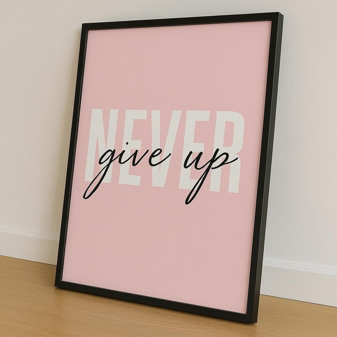 Never Give Up Motivational Quote, Typography Art Print - Image 3