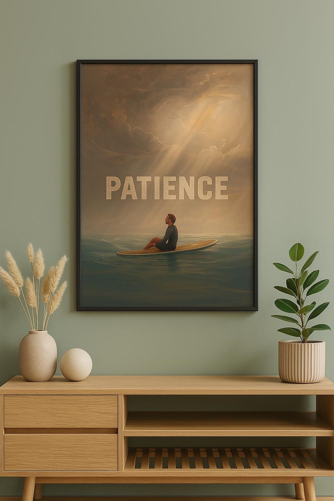 Patience Motivational Surf Poster, Ocean Quote - Image 2