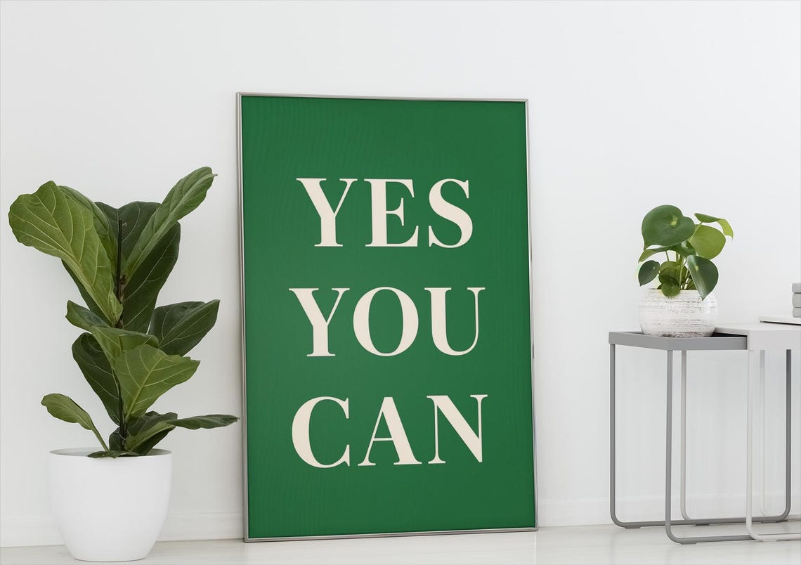 Yes You Can Motivational Minimalist Quote Print - Image 3