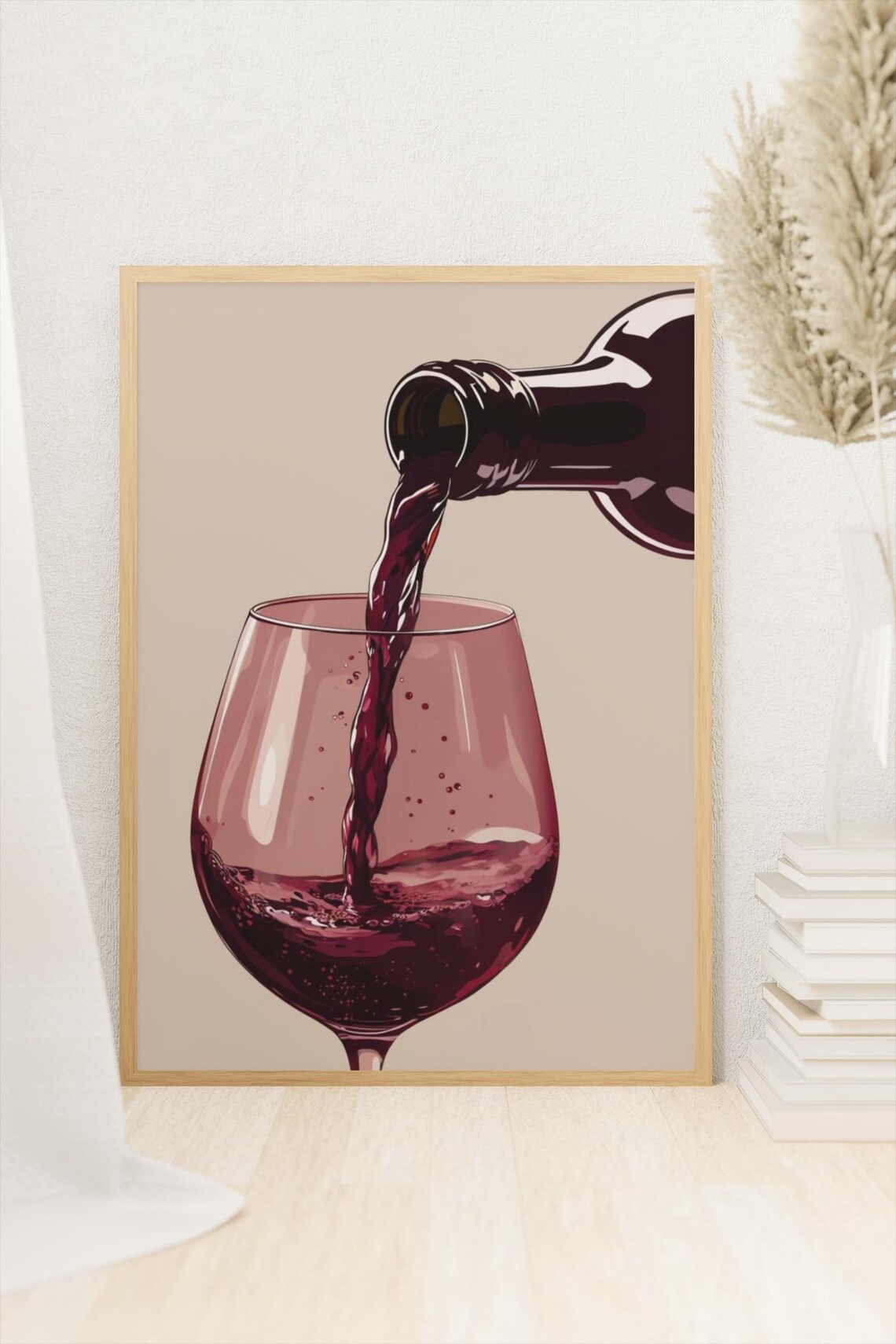Wine Pouring Poster, Minimalist Kitchen Bar Decor - Image 2